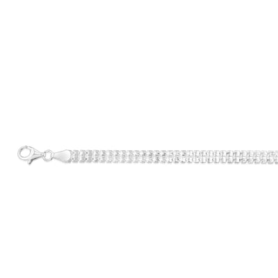 Sterling Silver Stamped Fancy Double Strand 19cm Bracelet