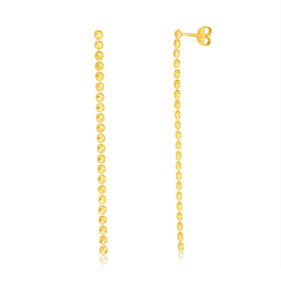 Sterling Silver Gold Plated Fancy Single Strand Drop Earrings