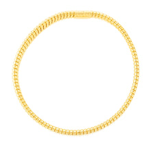 Load image into Gallery viewer, Sterling Silver Gold Plated Broad Ribbed 68mm Bangle