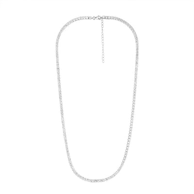 Sterling Silver Rhodium Plated 3mm Cubic Zirconia Tennis 50cm Chain