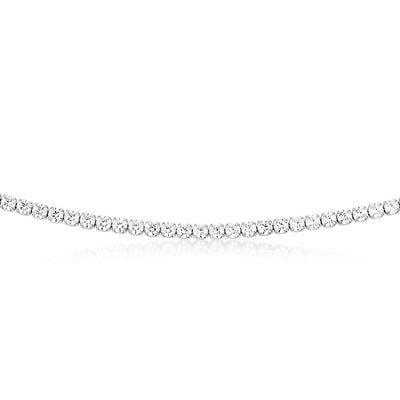 Sterling Silver Rhodium Plated 3mm Cubic Zirconia Tennis 50cm Chain