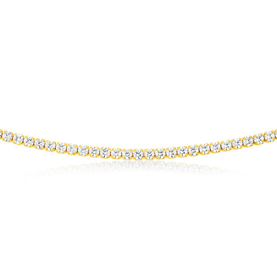 Sterling Silver Gold Plated 3mm Cubic Zirconia 45cm Tennis Chain
