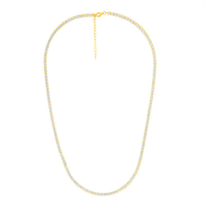 Sterling Silver Gold Plated 3mm Cubic Zirconia Tennis 50cm Chain