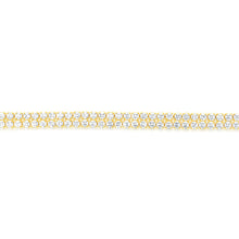Load image into Gallery viewer, Sterling Silver Gold Plated 2mm Cubic Zirconia Double Row 16+3cm Tennis Bracelet
