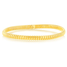 Load image into Gallery viewer, Sterling Silver Gold Plated Ribbed 68mm Bangle