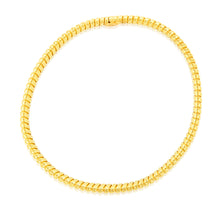 Load image into Gallery viewer, Sterling Silver Gold Plated Ribbed 68mm Bangle