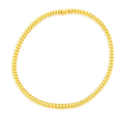 Sterling Silver Gold Plated Ribbed 68mm Bangle