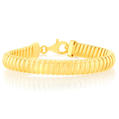Sterling Silver Gold Plated Broad Fancy 19cm Bracelet