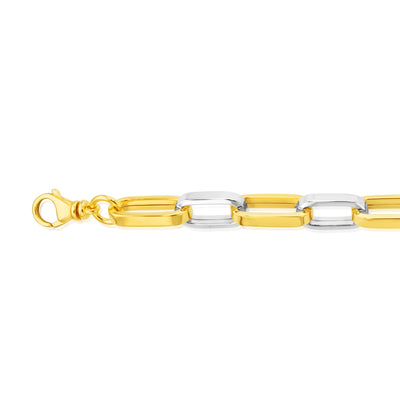 Sterling Silver Two Tone Paperclip 19+1cm Bracelet
