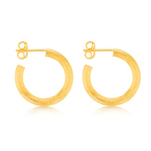 Load image into Gallery viewer, Sterling Silver Gold Plated Textured 15mm 3/4th Hoop Earrings