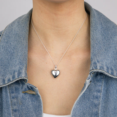 Sterling Silver Heart Pendant On 42+3cm Chain