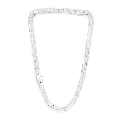 Sterling Silver Fancy 250 Gauge Curb And Green Link 50cm Chain