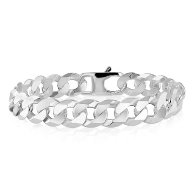 Sterling Silver Flat 300Gauge Curb 23cm Bracelet