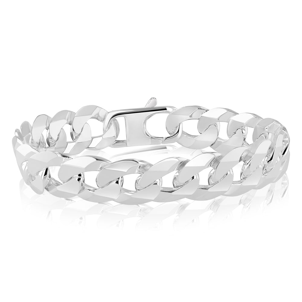 Sterling Silver Flat 350 Gauge Curb 23cm Bracelet