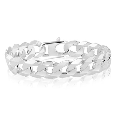 Sterling Silver Flat 350 Gauge Curb 23cm Bracelet