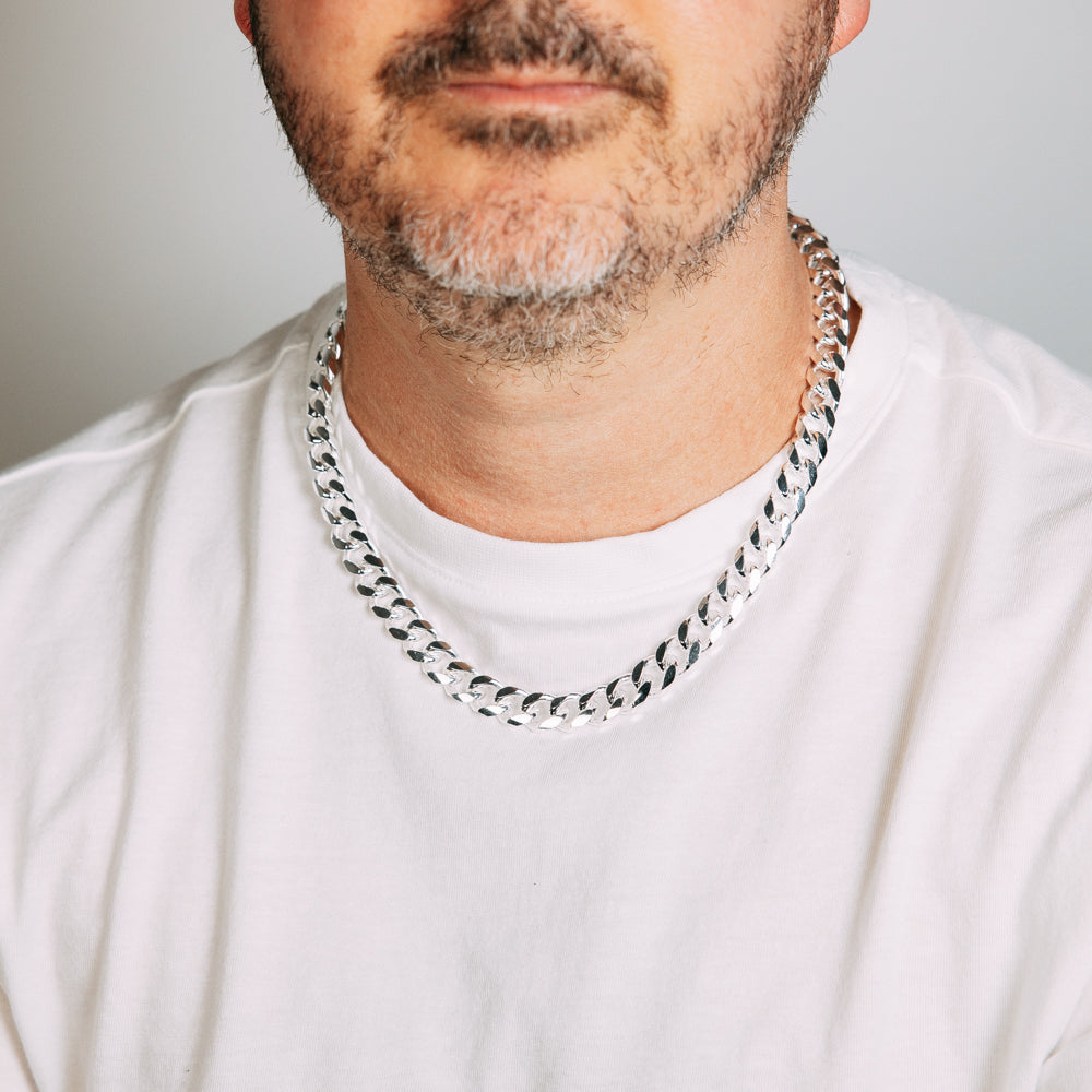 Sterling Silver Fancy 300 Gauge Oval Curb 50cm Chain