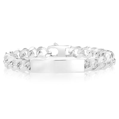 Sterling Silver Fancy 300 Gauge Oval Curb 23cm ID Bracelet