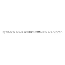 Load image into Gallery viewer, Sterling Silver Four Sides Flat Curb 200 Gauge Black Pattered ID Plate 20cm Bracelet
