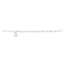 Load image into Gallery viewer, Sterling Silver Mum Heart Charm Paperclip 19cm Bracelet