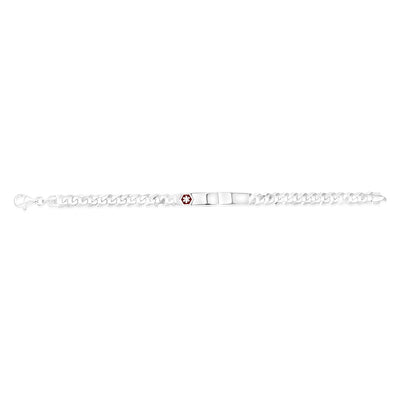 Sterling Silver Flat Curb 160 Gauge Fancy ID 19.5cm Bracelet