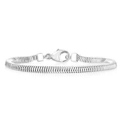 Sterling Silver Four Sides 360 Gauge Snake 19cm Bracelet