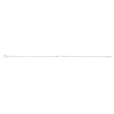 Sterling Silver Plain Cross 19cm Bracelet