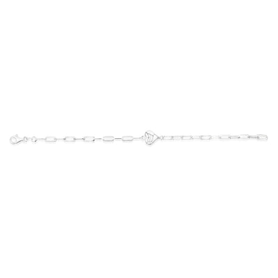 Sterling Silver Heart Paperclip 19cm Bracelet