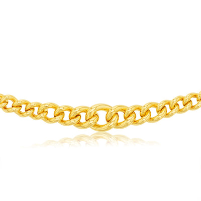 Sterling Silver Gold Plated Graduating Hollow 200- 320 Gauge Curb 45cm Chain