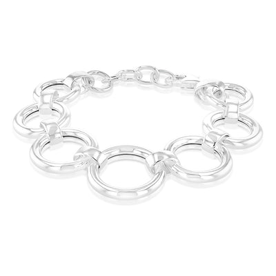 Sterling Silver Graduating Circles Link 19cm Bracelet