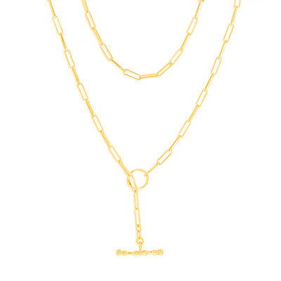 Sterling Silver Gold Plated Toggle Bar Paperclip 45cm Chain