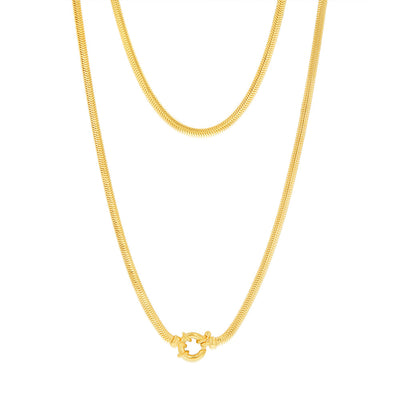 Sterling Silver Gold Plated Bolt Ring Cashmere 50cm Chain