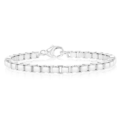 Sterling Silver Four Sides 500 Gauge Box 20cm Bracelet