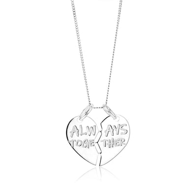 Sterling Silver Always Together Split Heart Pendant