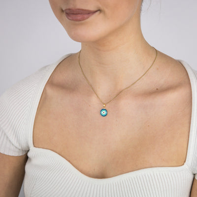 Sterling Silver Gold Plated Evil Eye Pendant