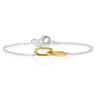 Sterling Silver Two Tone Infinity 17+2cm Bracelet