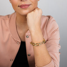 Load image into Gallery viewer, Sterling Silver Gold Plated Chunky 18+1.5cm Bracelet