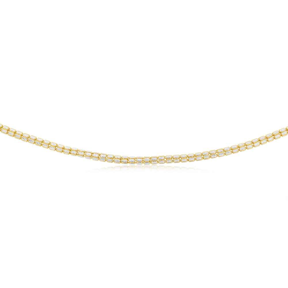 Sterling Silver Gold Plated Fancy 150 Gauge 45cm Chain