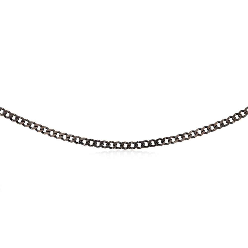 Sterling Silver Black Rhodium Plated Curb 150 Gauge 50cm Chain