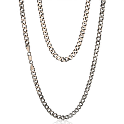 Sterling Silver Black Rhodium Plated Curb 150 Gauge 55cm Chain