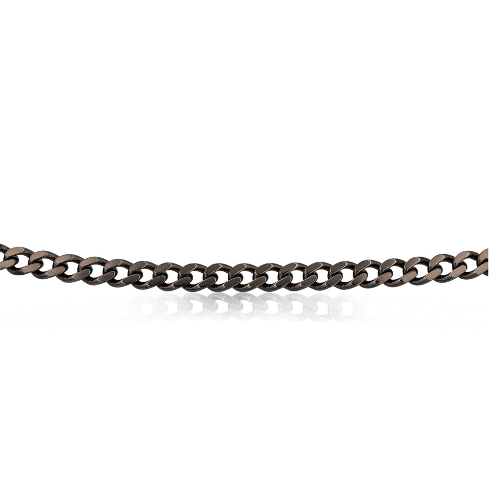 Sterling Silver Black Rhodium Plated Curb 150 Gauge 55cm Chain