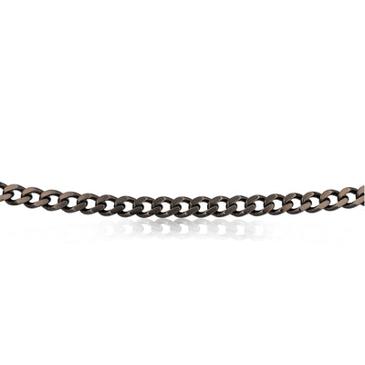 Sterling Silver Black Rhodium Plated Curb 150 Gauge 55cm Chain