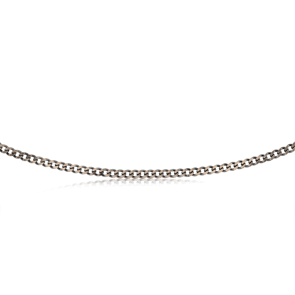 Sterling Silver Black Rhodium Plated Curb 150 Gauge 55cm Chain