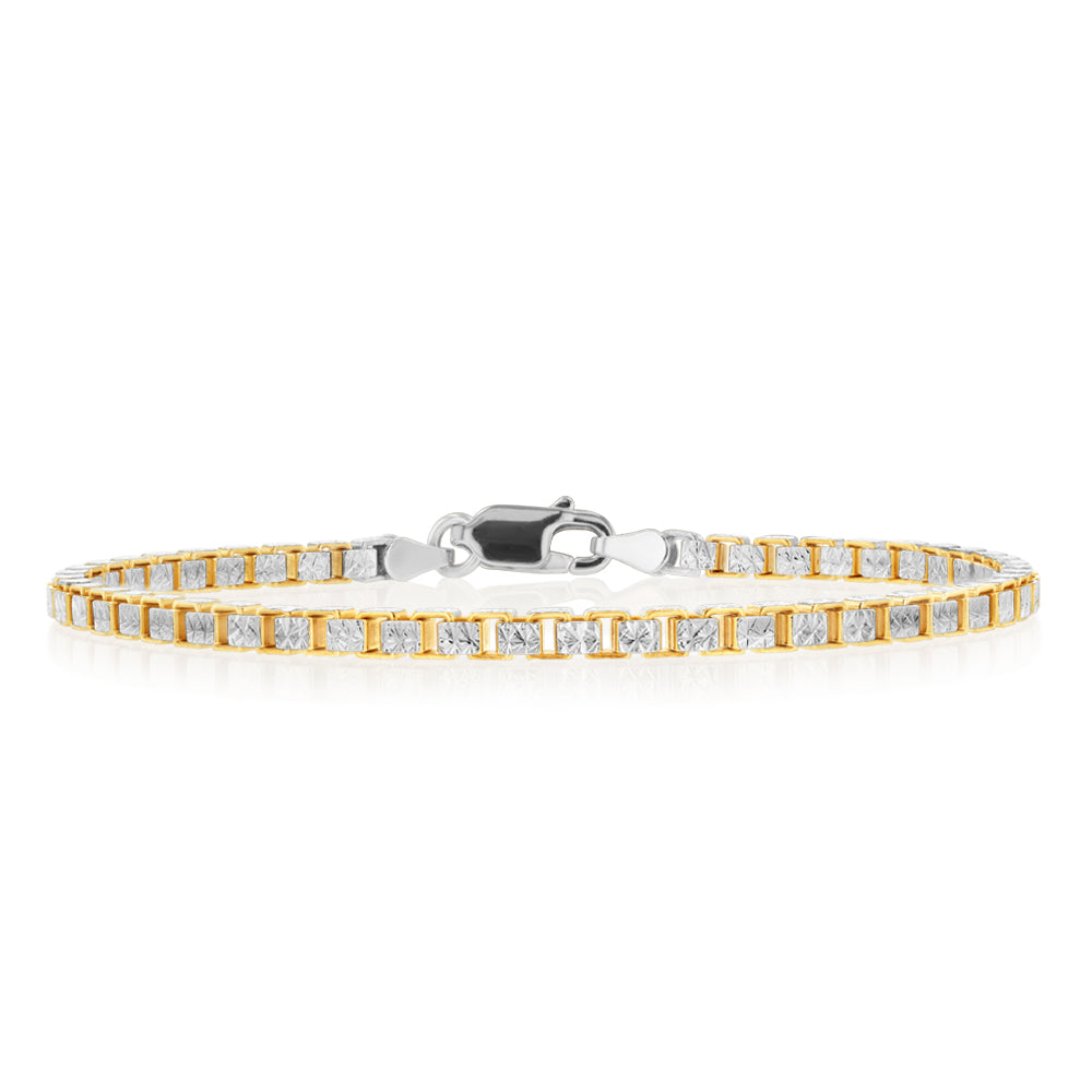 Sterling Silver And Gold-Plated Two-Tone Fancy 300 Gauge 19cm Bracelet