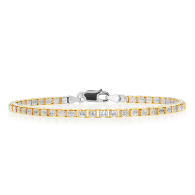 Sterling Silver And Gold-Plated Two-Tone Fancy 300 Gauge 19cm Bracelet