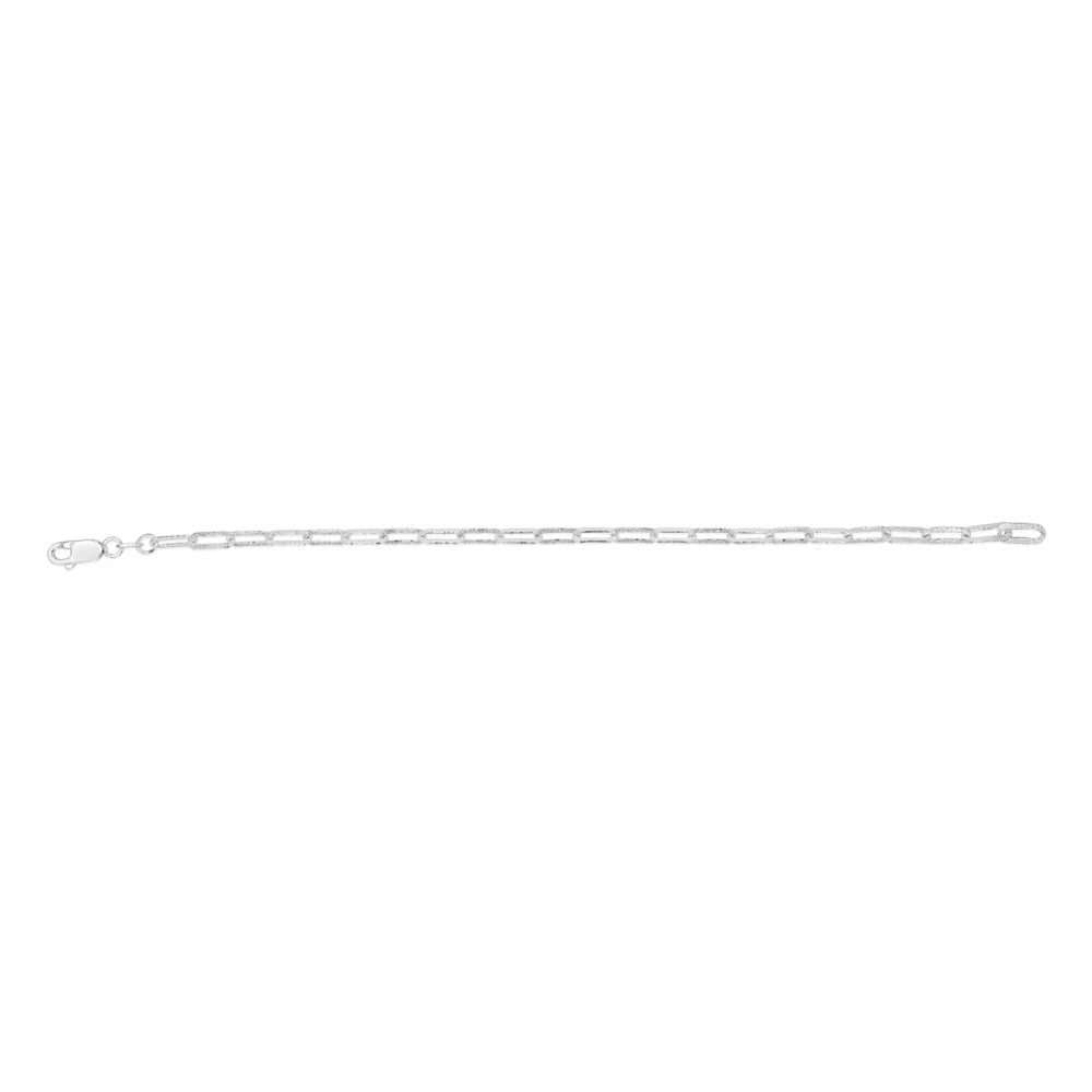 Sterling Silver Fancy Patterned Paperclip 90 Gauge 19cm Bracelet