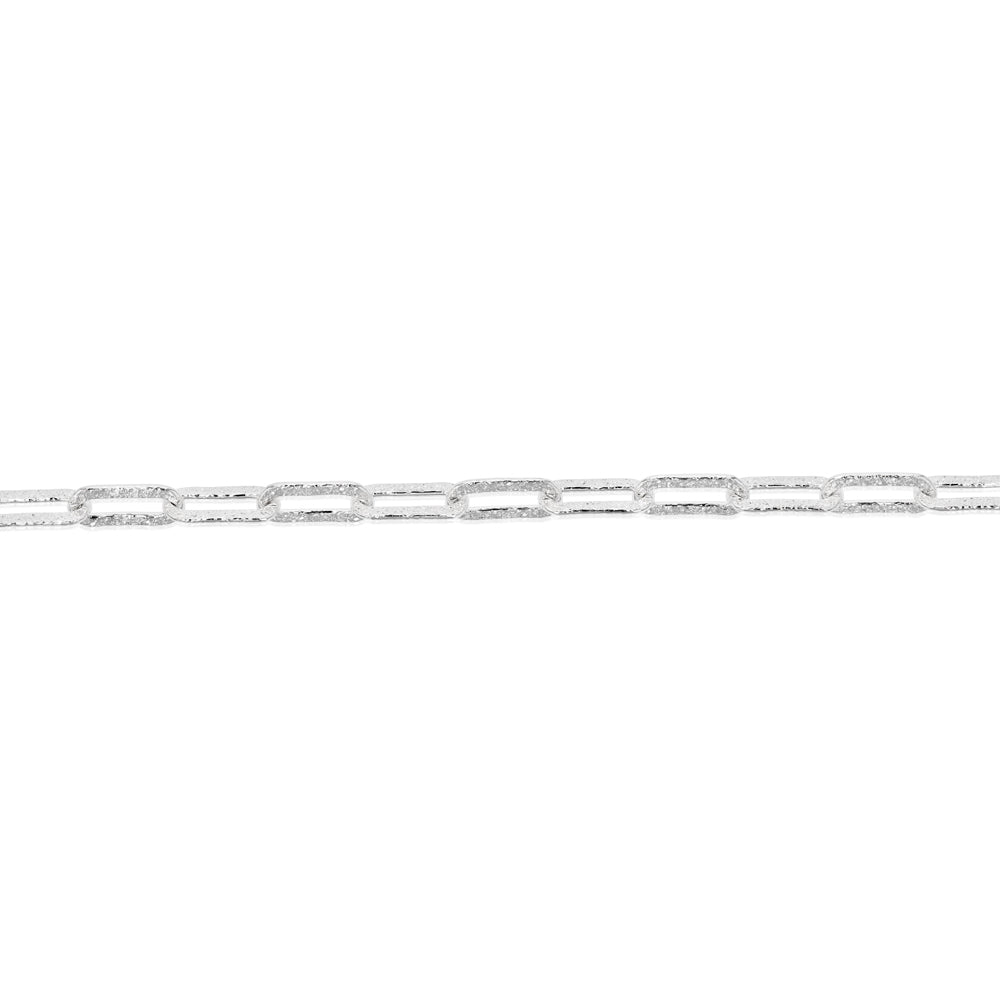Sterling Silver Fancy Patterned Paperclip 90 Gauge 19cm Bracelet