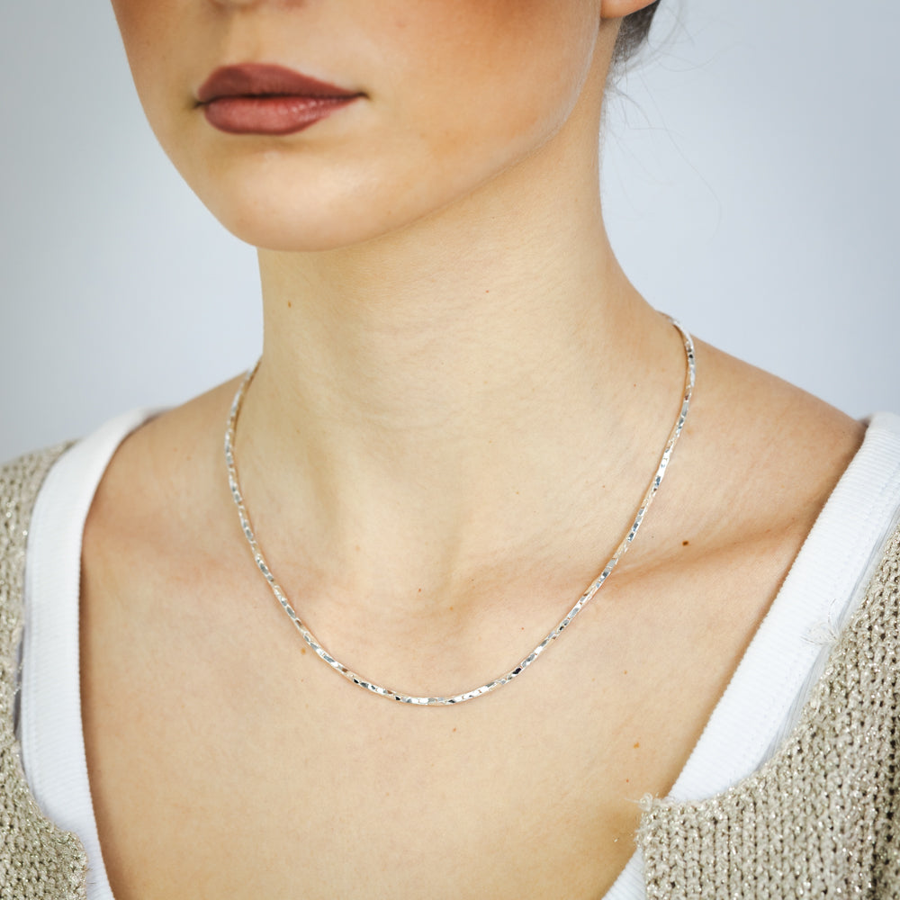 Sterling Silver Fancy 160 Gauge Twisted 45cm Chain