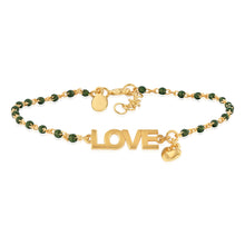 Load image into Gallery viewer, Sterling Silver Gold Plated Love Heart Charm Green Enamel Beads 17+2cm Bracelet