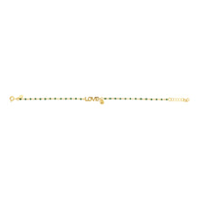 Load image into Gallery viewer, Sterling Silver Gold Plated Love Heart Charm Green Enamel Beads 17+2cm Bracelet