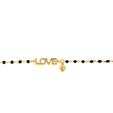 Load image into Gallery viewer, Sterling Silver Gold Plated Love Heart Black Enamel Bead 17+2cm Bracelet